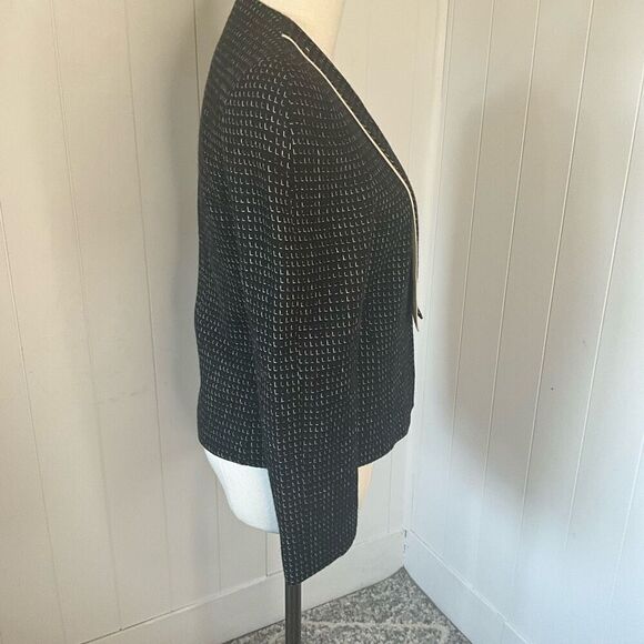 Vintage 80s Eric Sands Women’s Medium Black Tweed Hidden Button Blazer Jacket - Picture 5 of 11